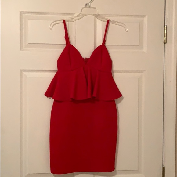 Red Peplum Short Party Dress - Picture 2 of 4